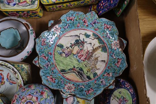 A group of Chinese Canton enamel polychrome wares